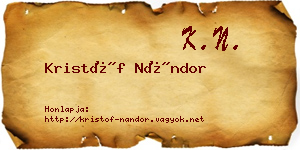 Kristóf Nándor névjegykártya