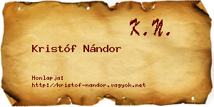 Kristóf Nándor névjegykártya